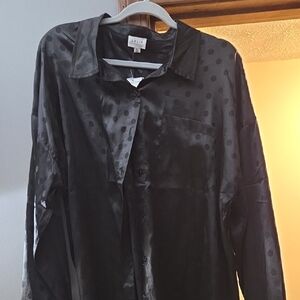 Le Lis Black Satin Polka Dot Shirt Jacket